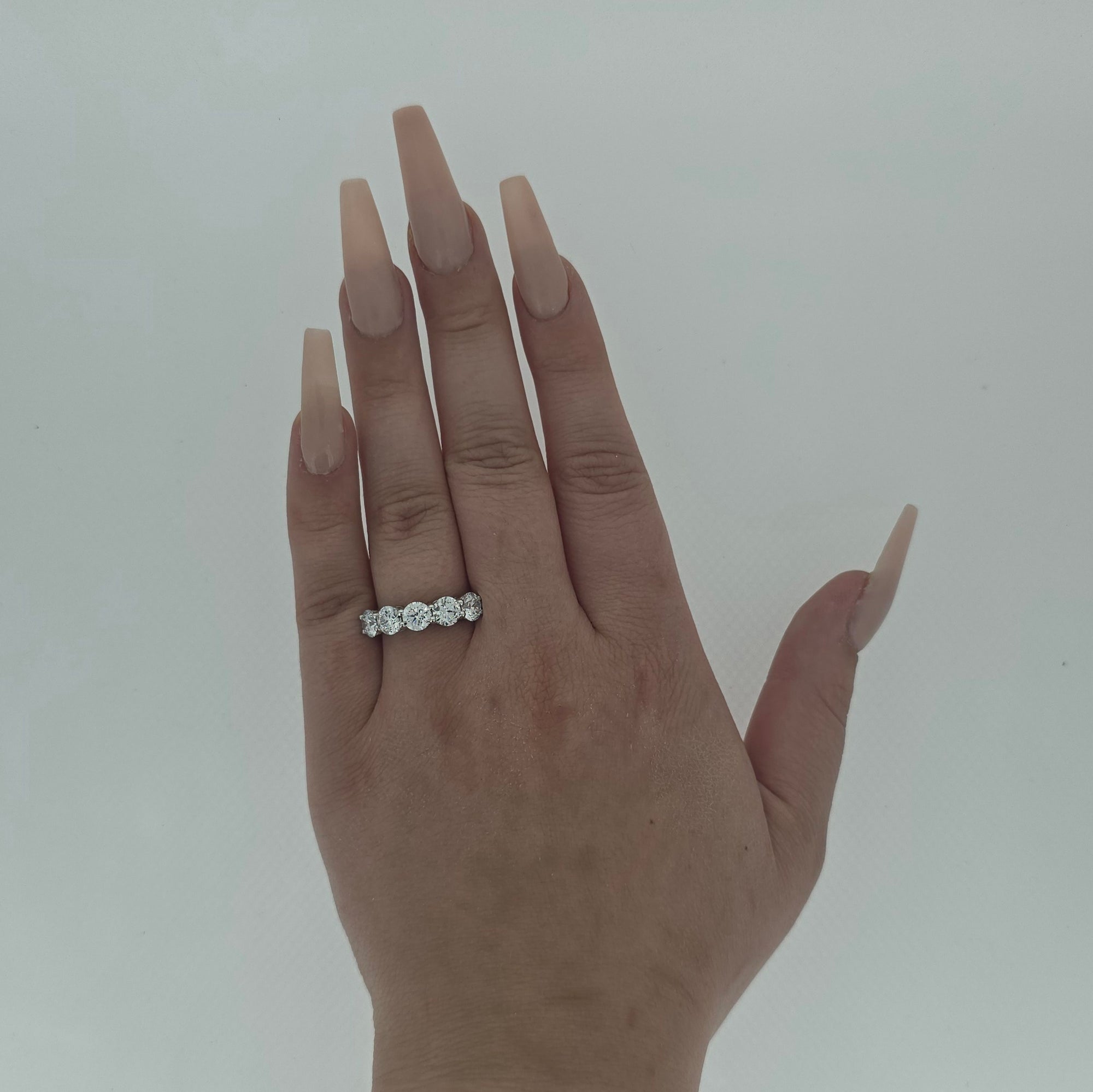 3.20ct F/VS LAB Diamond 5 Stone Ring Set In Platinum