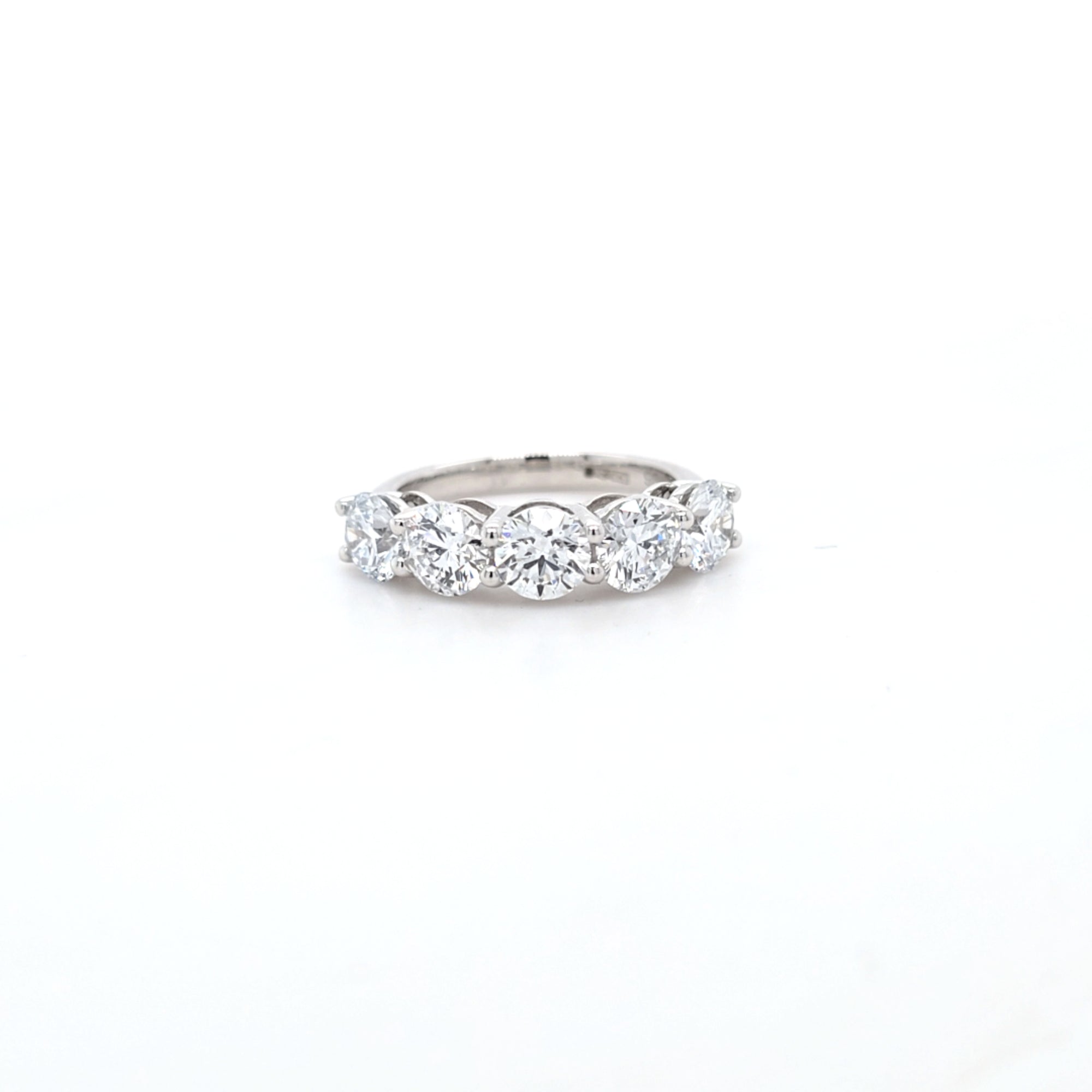 3.20ct F/VS LAB Diamond 5 Stone Ring Set In Platinum