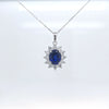 2.63ct LAB Sapphire and LAB Diamond Cluster Pendant in 9ct White Gold with Chain