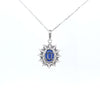 2.63ct LAB Sapphire and LAB Diamond Cluster Pendant in 9ct White Gold with Chain
