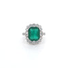 3.86ct Emerald and Diamond Cluster Ring with Diamond Shoulders Set in Platinum
