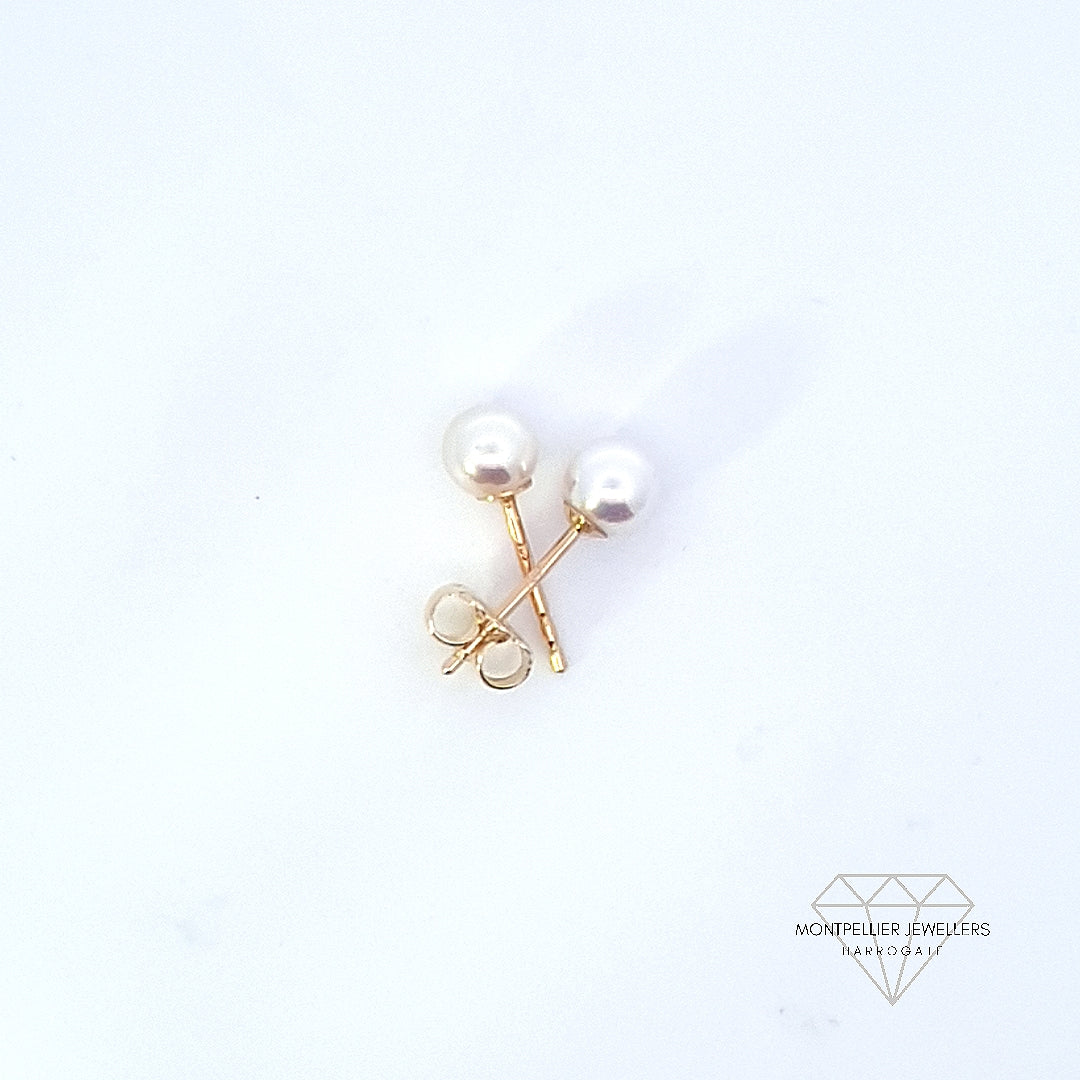 Classic Pearl Stud Earrings AAA Quality Akoya Pearls 5.0mm - 5.5mm