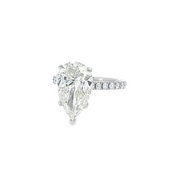PEAR CUT DIAMOND SOLITAIRE SET IN PLATINUM WITH DIAMOND SHOULDERS