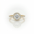 1.44ct F/VS LAB Diamond Halo Ring with Diamond Shoulders set in 9ct Yellow Gold