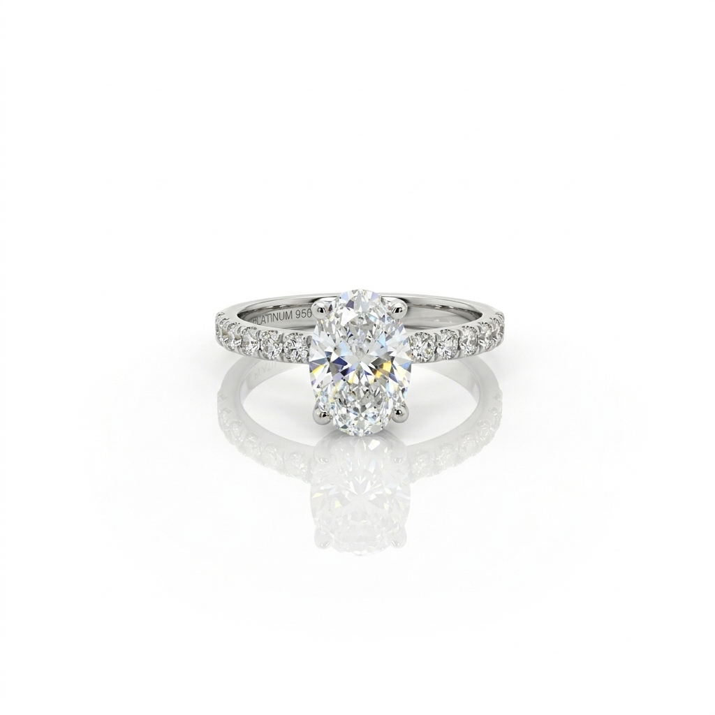 1.50ct Oval Lab Diamond Ring Set in Platinum