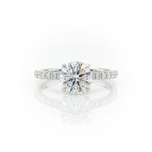 1.62ct LAB Diamond Ring with Diamond Shoulders and Hidden Halo set in 9ct White Gold