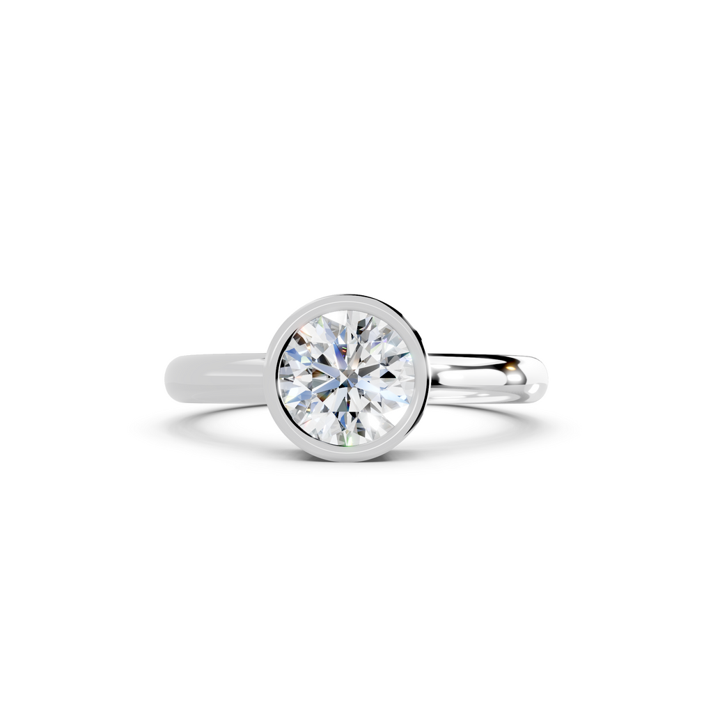 IGI 1.00ct Lab Grown Round Bezel Set Diamond Solitaire Engagement Ring Platinum or 18ct Gold