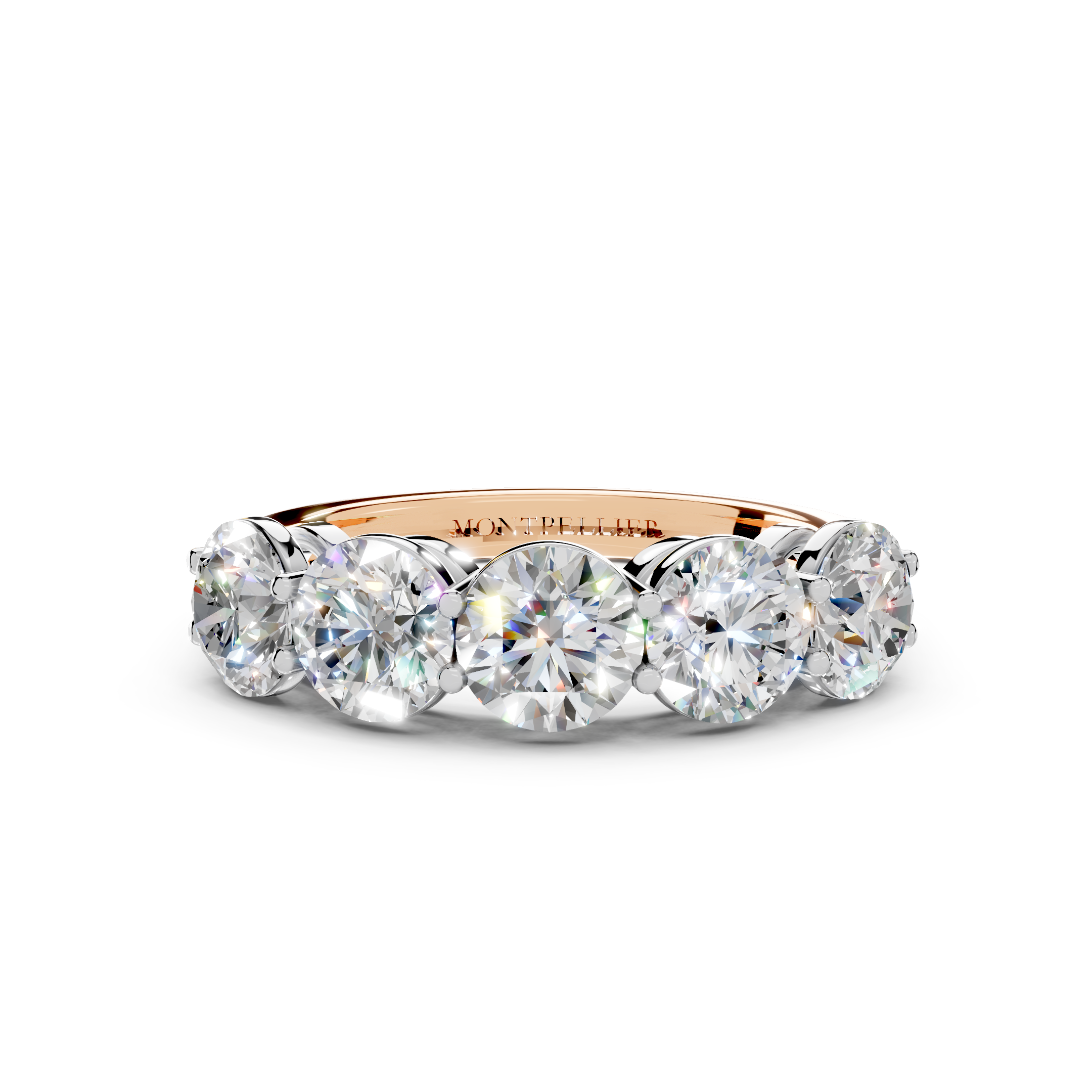 2.50ct Lab Grown 5 Stone Round Diamond Ring Platinum or 18ct Gold - The Montpellier Classic 5 Stone Ring