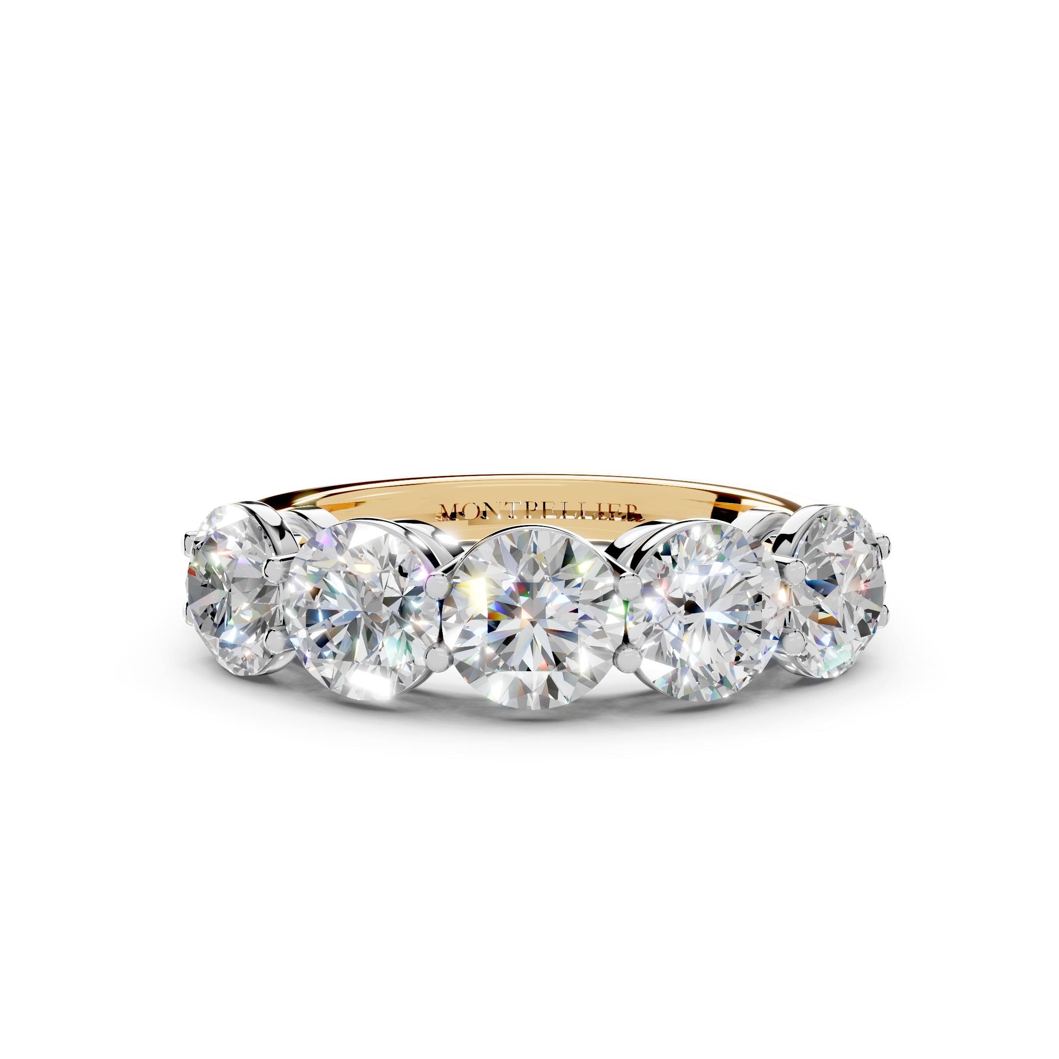 2.50ct Lab Grown 5 Stone Round Diamond Ring Platinum or 18ct Gold - The Montpellier Classic 5 Stone Ring