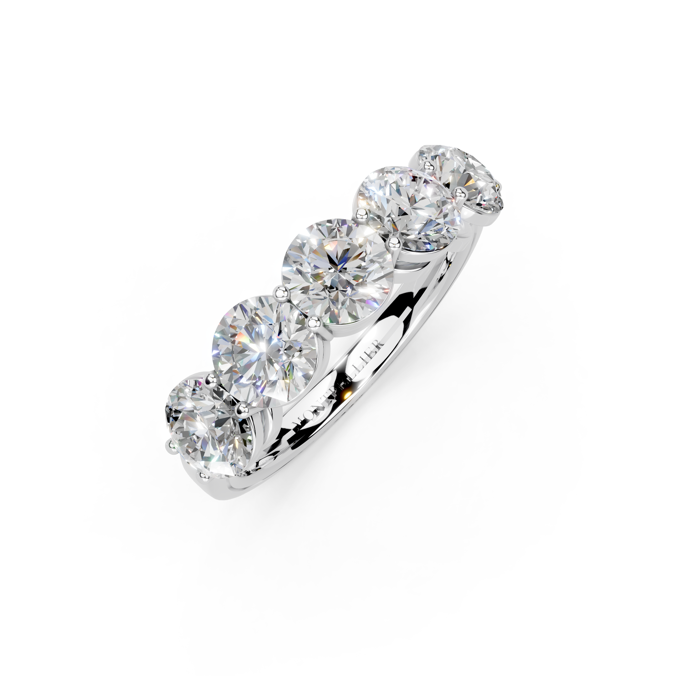 2.50ct Lab Grown 5 Stone Round Diamond Ring Platinum or 18ct Gold - The Montpellier Classic 5 Stone Ring