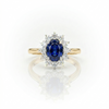 2.57ct LAB Sapphire & LAB Diamond Cluster Ring set in 9ct Gold