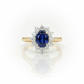2.57ct LAB Sapphire & LAB Diamond Cluster Ring set in 9ct Gold