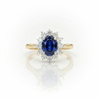 2.57ct LAB Sapphire & LAB Diamond Cluster Ring set in 9ct Gold