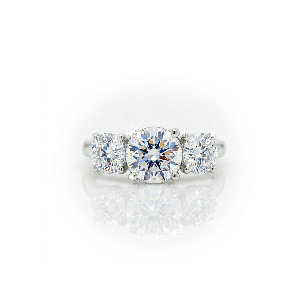 2.75ct F/VS1 Round Brilliant Cut LAB Diamond 3 Stone Ring Set in White Gold