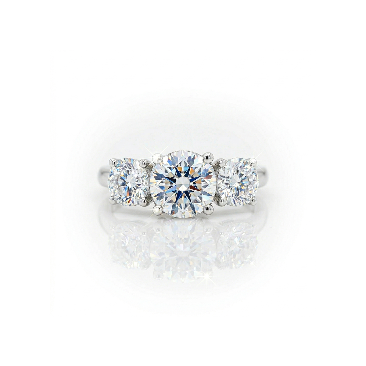 2.75ct F/VS1 Round Brilliant Cut LAB Diamond 3 Stone Ring Set in White Gold