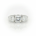 2.93ct F/VS1 Square Cushion Cut LAB Diamond 3 Stone Ring Set in White Gold