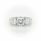 2.93ct F/VS1 Square Cushion Cut LAB Diamond 3 Stone Ring Set in White Gold