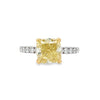 GIA 3.57ct Fancy Yellow Cushion Cut Diamond Ring
