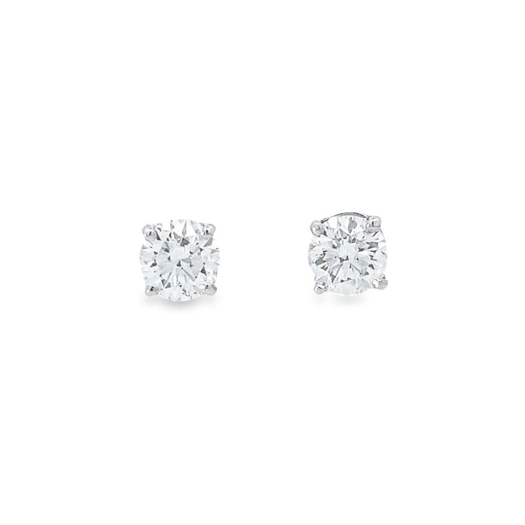 GIA 0.60ct F / SI2 Diamond Stud Earrings in 18ct White Gold