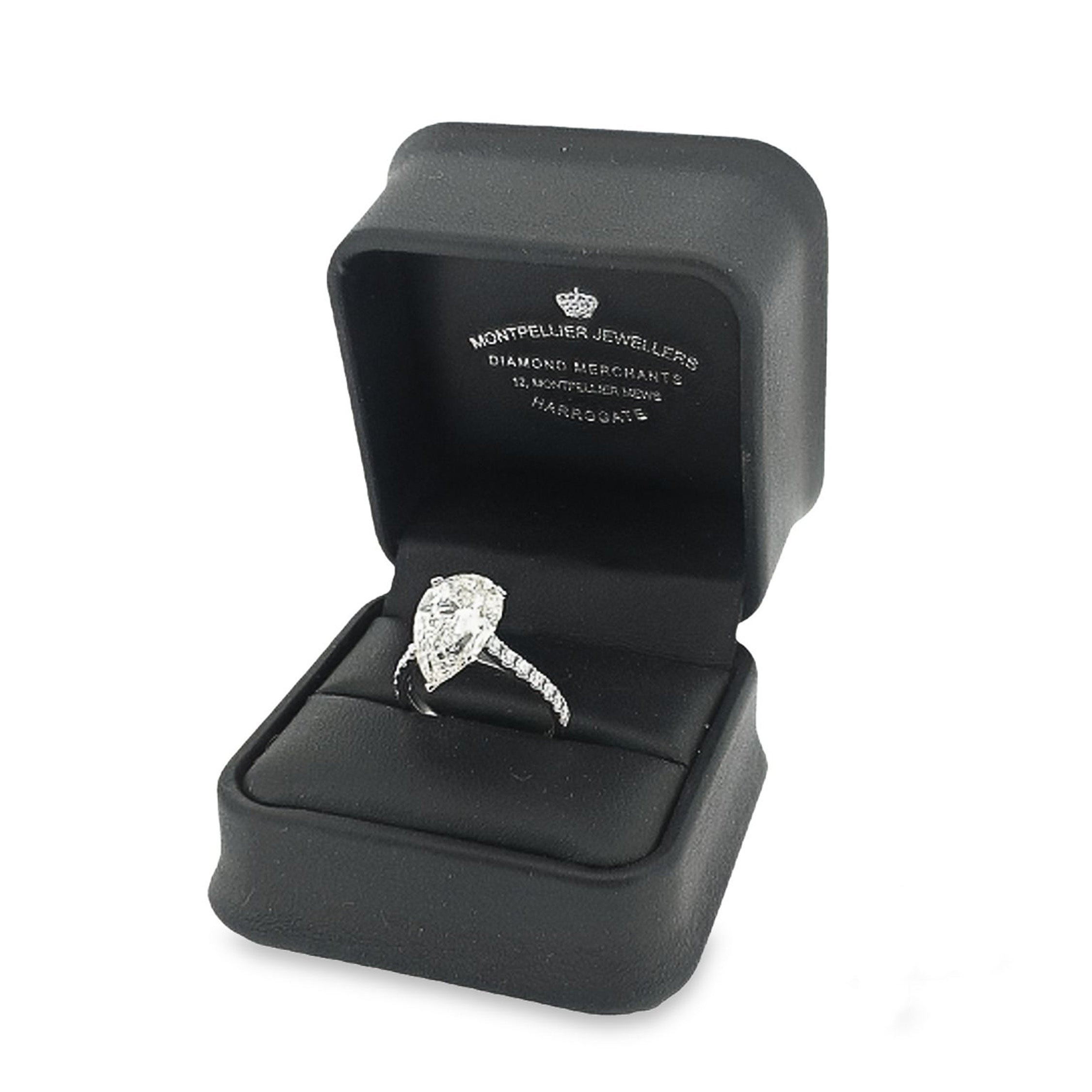 GIA 5.02ct L/SI1 Pear Cut Diamond Solitaire set in Platinum with Diamond Shoulders