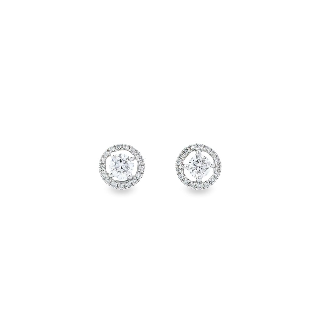 0.35ct H/SI Diamond Stud Halo Earrings Set In 18ct White Gold