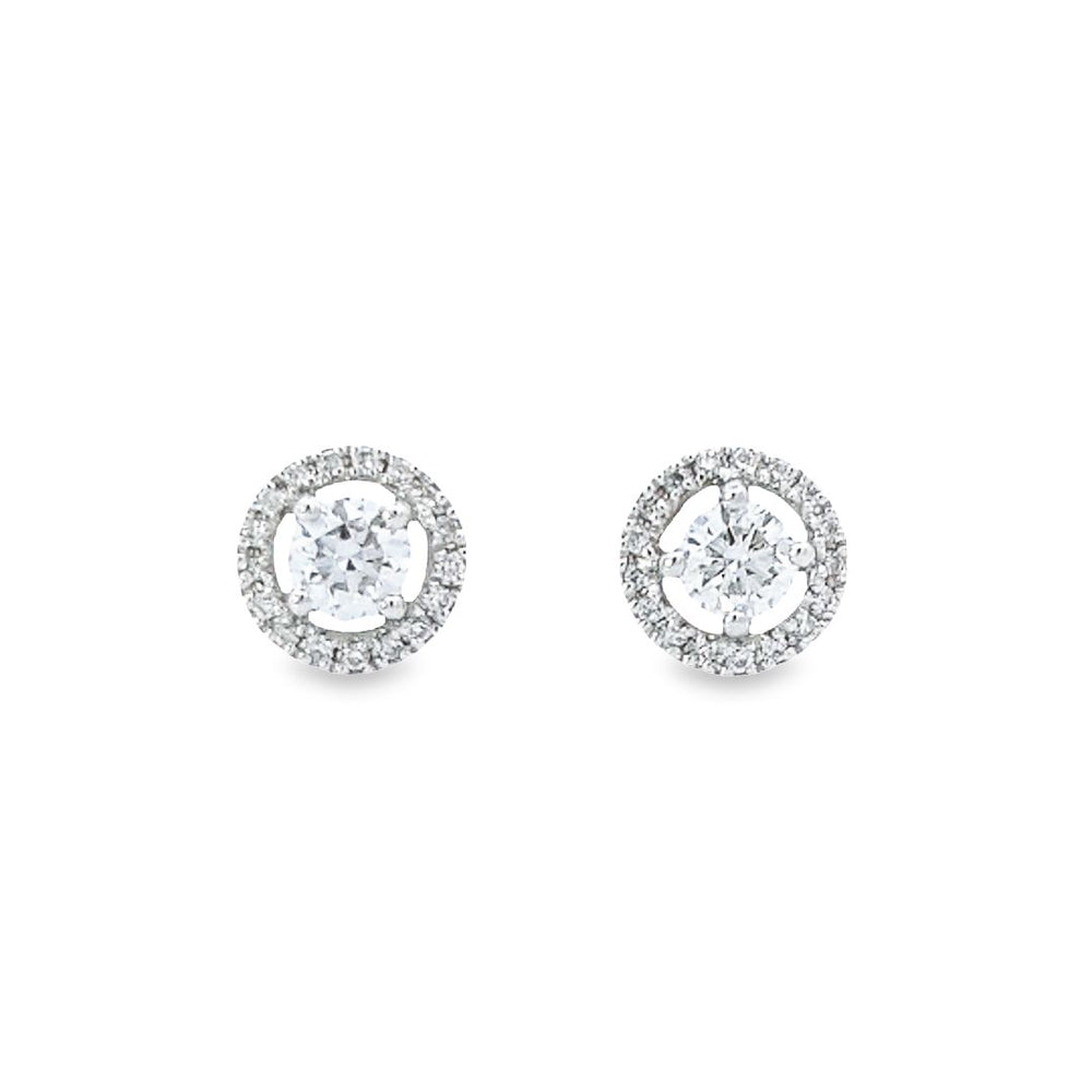 0.35ct H/SI Diamond Stud Halo Earrings Set In 18ct White Gold