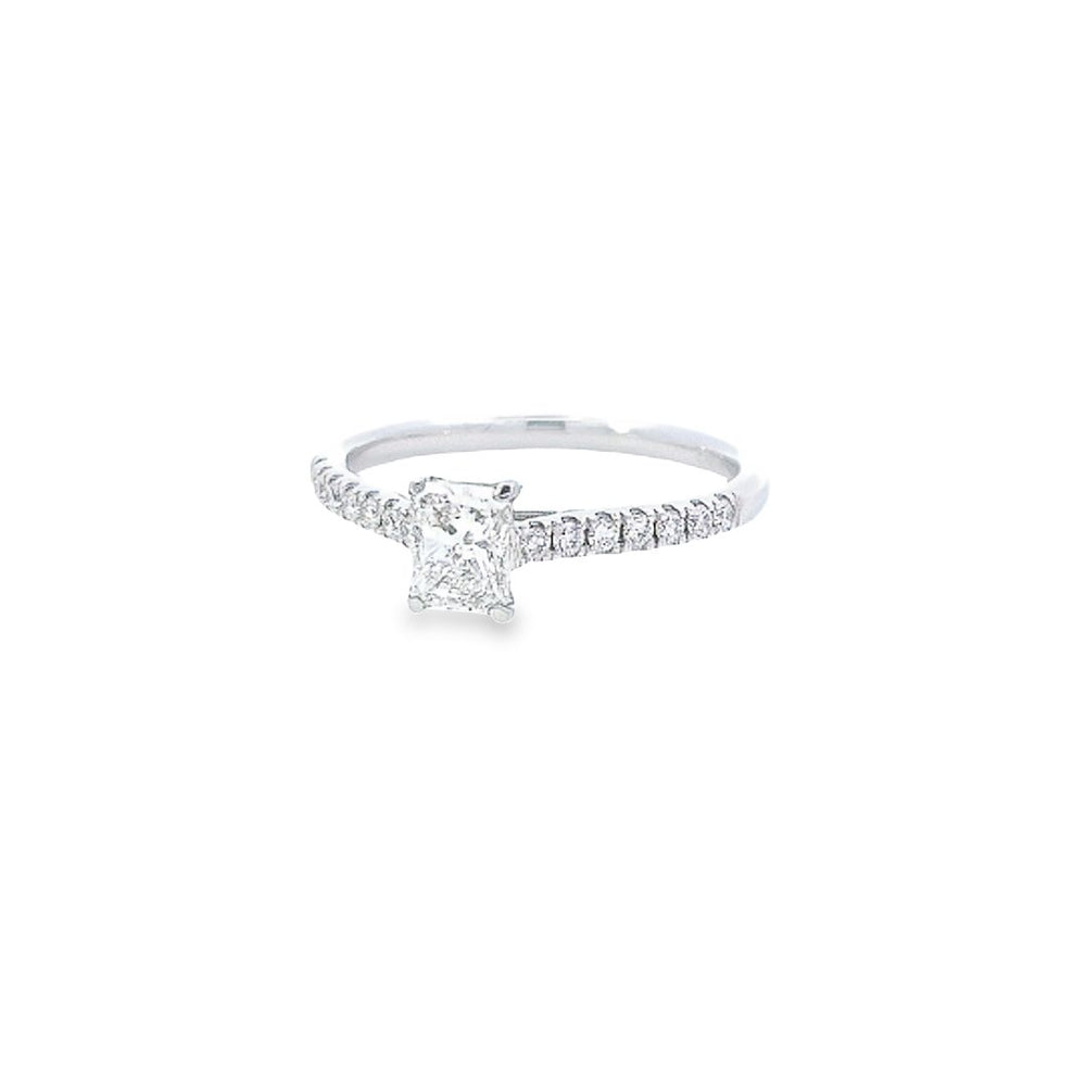 GIA 0.50ct G/SI1 Radiant Cut Diamond Solitaire with Diamond Shoulders set in Platinum