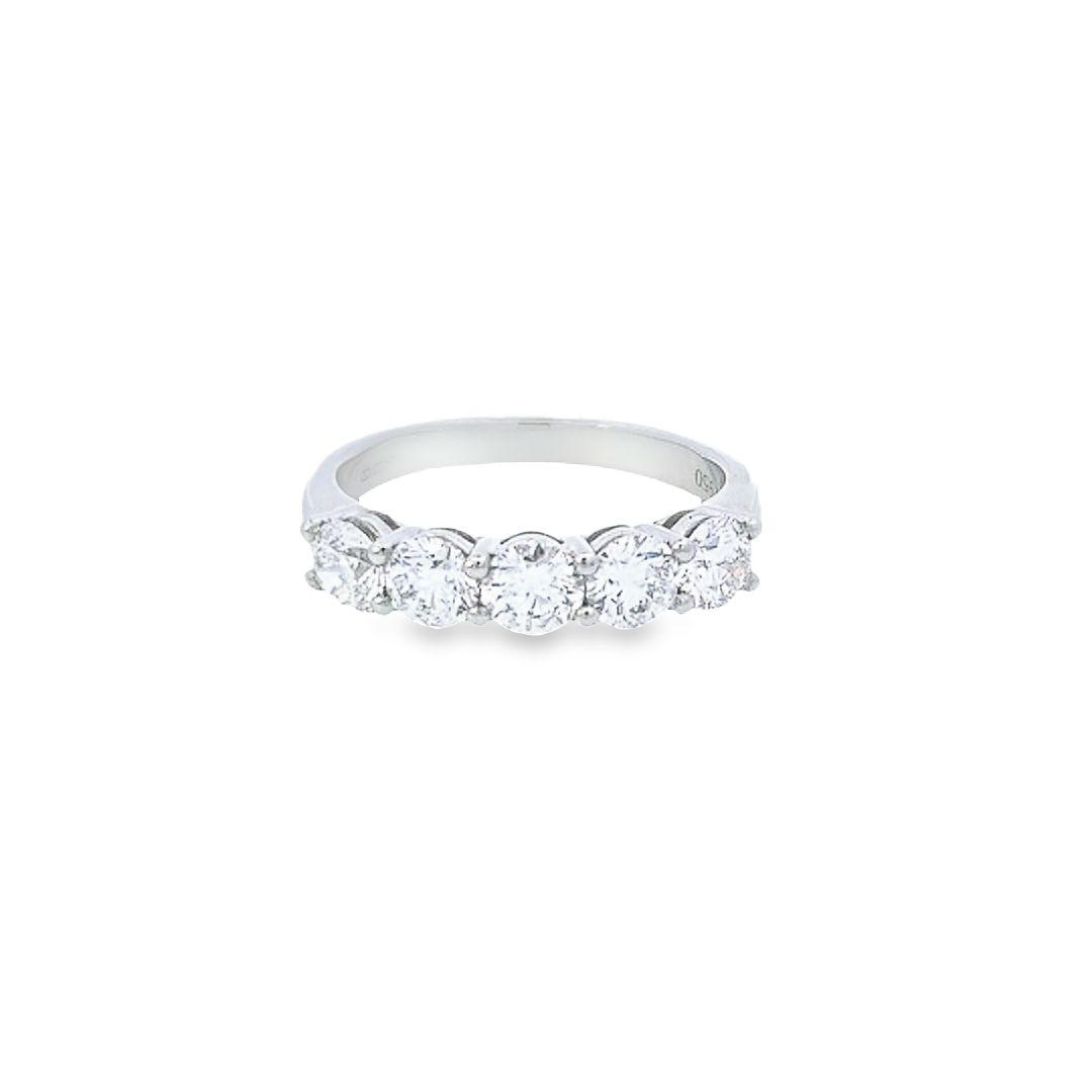 GIA E/SI 1.50ct 5 Stone Diamond Ring set in Platinum