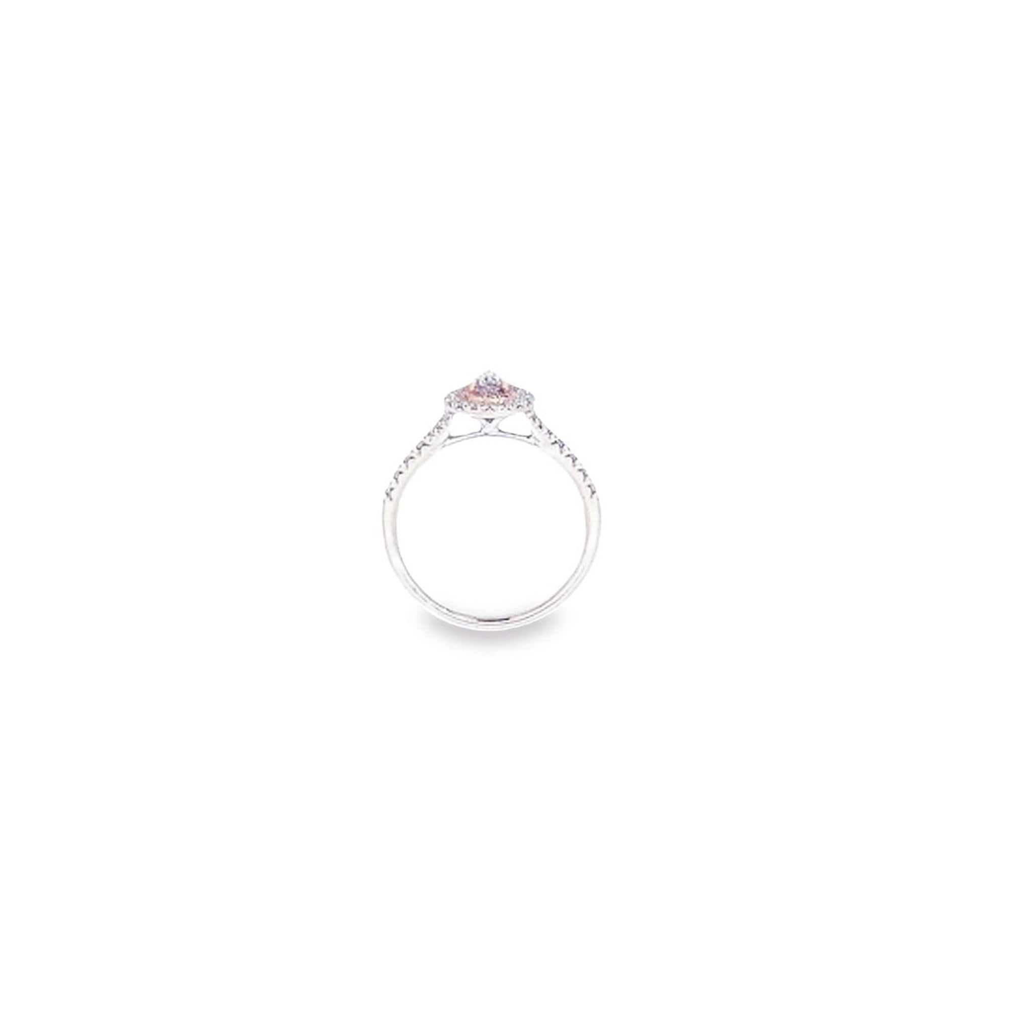 GIA 0.29ct Fancy Purplish Pink Pear Cut Diamond Halo Ring Set in 18ct White Gold