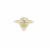 GIA 1.01ct Fancy Brownish Greenish Yellow Pear Cut Diamond Halo Ring Set in 18ct Yellow Gold