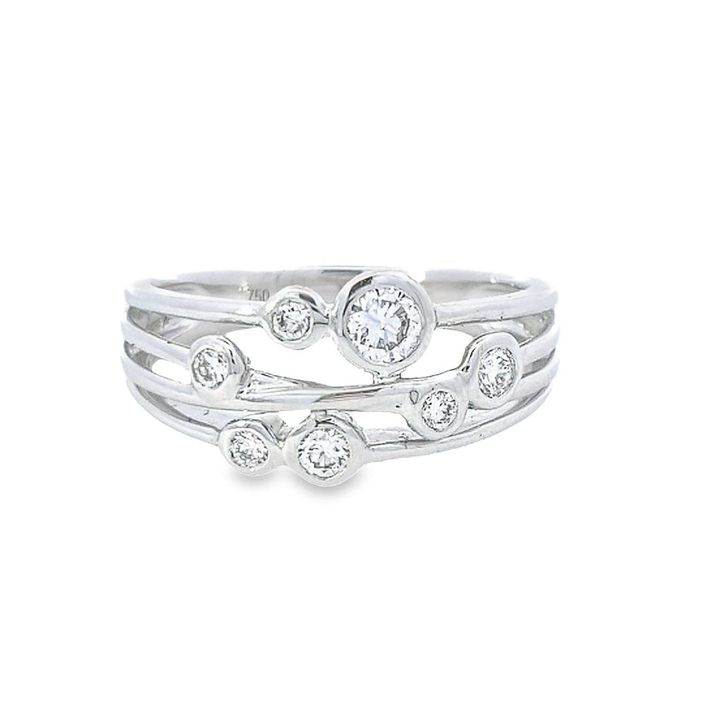 3 Row 18ct White Gold Diamond Bubble Ring