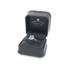 Cushion Cut Sapphire & Diamond Halo Ring Set in Platinum