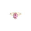 Oval Sapphire & Diamond Halo Ring Set in 18ct Yellow Gold