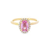 Oval Sapphire & Diamond Halo Ring Set in 18ct Yellow Gold