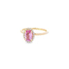 Oval Sapphire & Diamond Halo Ring Set in 18ct Yellow Gold