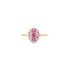 Oval Sapphire & Diamond Halo Ring Set in 18ct Yellow Gold