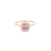 Cushion Cut Sapphire & Diamond Halo Ring Set in 18ct Yellow Gold