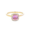Cushion Cut Sapphire & Diamond Halo Ring Set in 18ct Yellow Gold