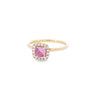 Cushion Cut Sapphire & Diamond Halo Ring Set in 18ct Yellow Gold