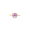 Cushion Cut Sapphire & Diamond Halo Ring Set in 18ct Yellow Gold