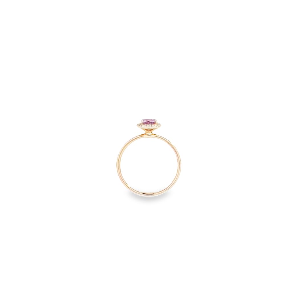 Cushion Cut Sapphire & Diamond Halo Ring Set in 18ct Yellow Gold