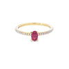 Ruby & Diamond Shoulders Ring Set in 18ct Yellow Gold