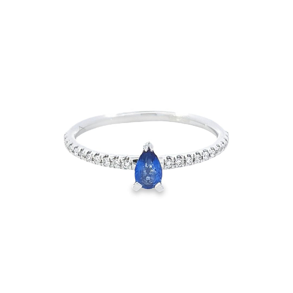 Sapphire & Diamond Shoulders Ring Set in 18ct White Gold