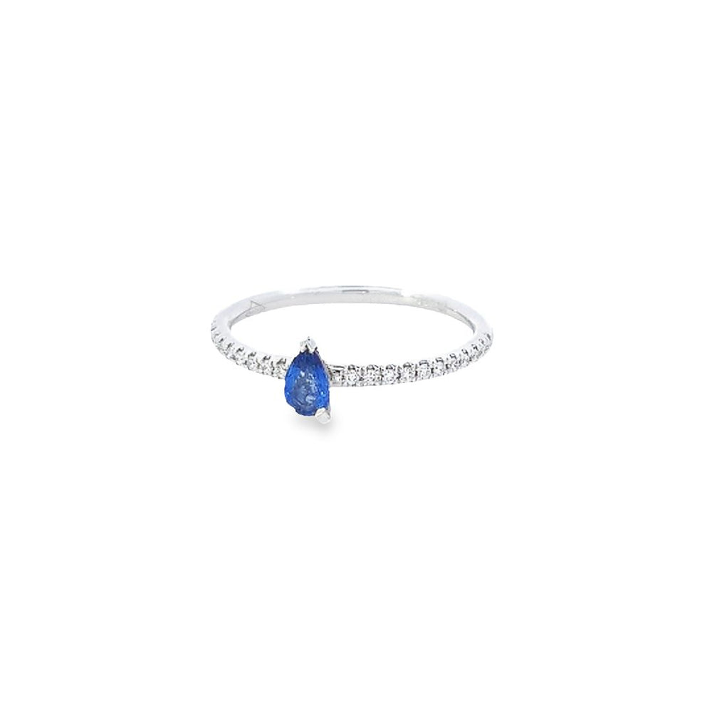 Sapphire & Diamond Shoulders Ring Set in 18ct White Gold