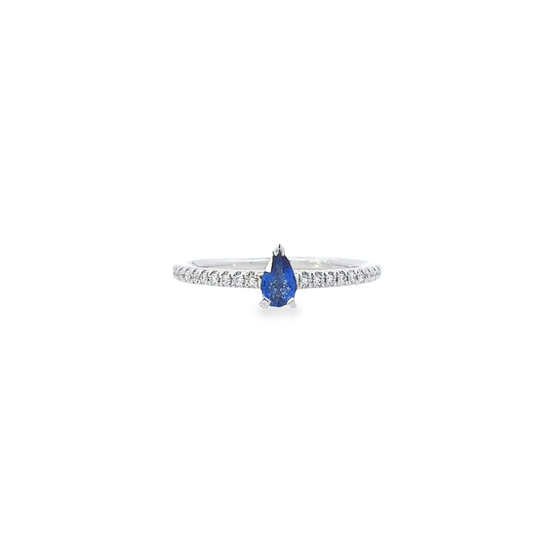 Sapphire & Diamond Shoulders Ring Set in 18ct White Gold