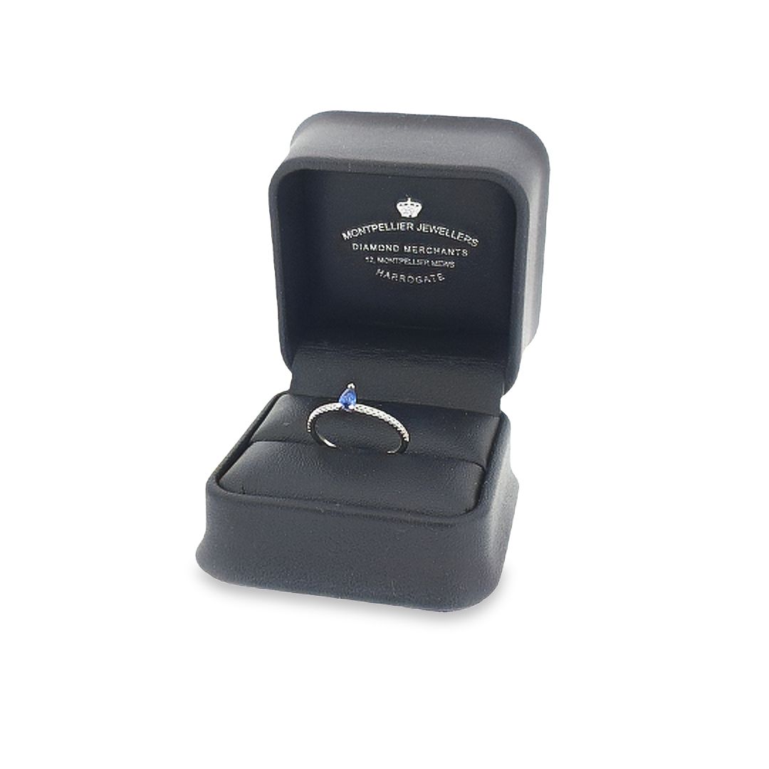 Sapphire & Diamond Shoulders Ring Set in 18ct White Gold