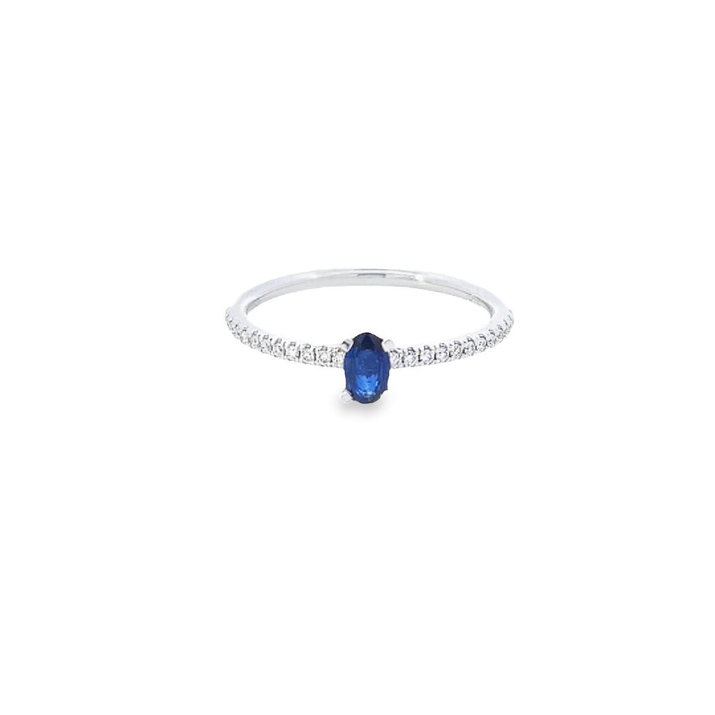 Sapphire & Diamond Shoulders Ring Set in 18ct White Gold