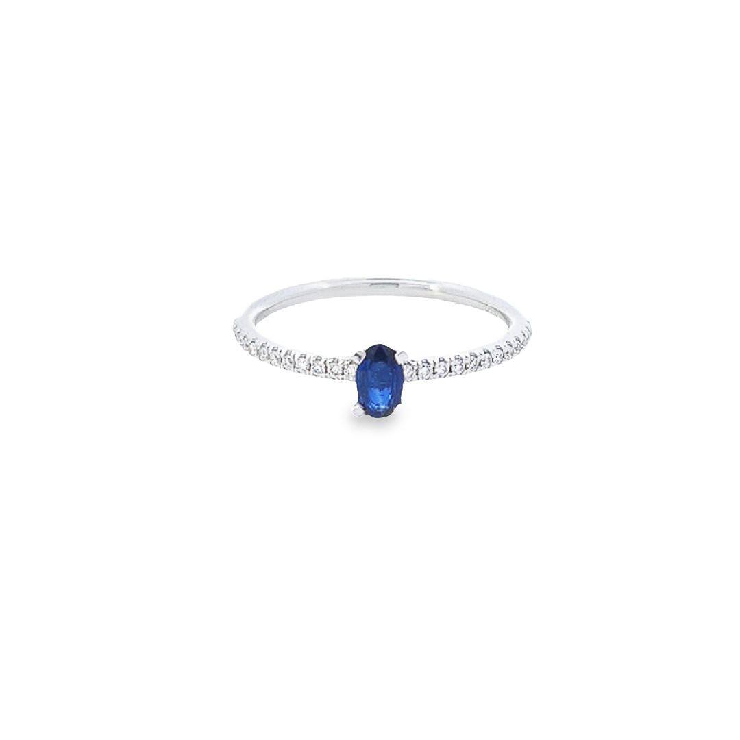 Sapphire & Diamond Shoulders Ring Set in 18ct White Gold