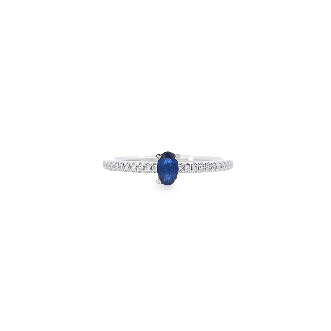 Sapphire & Diamond Shoulders Ring Set in 18ct White Gold