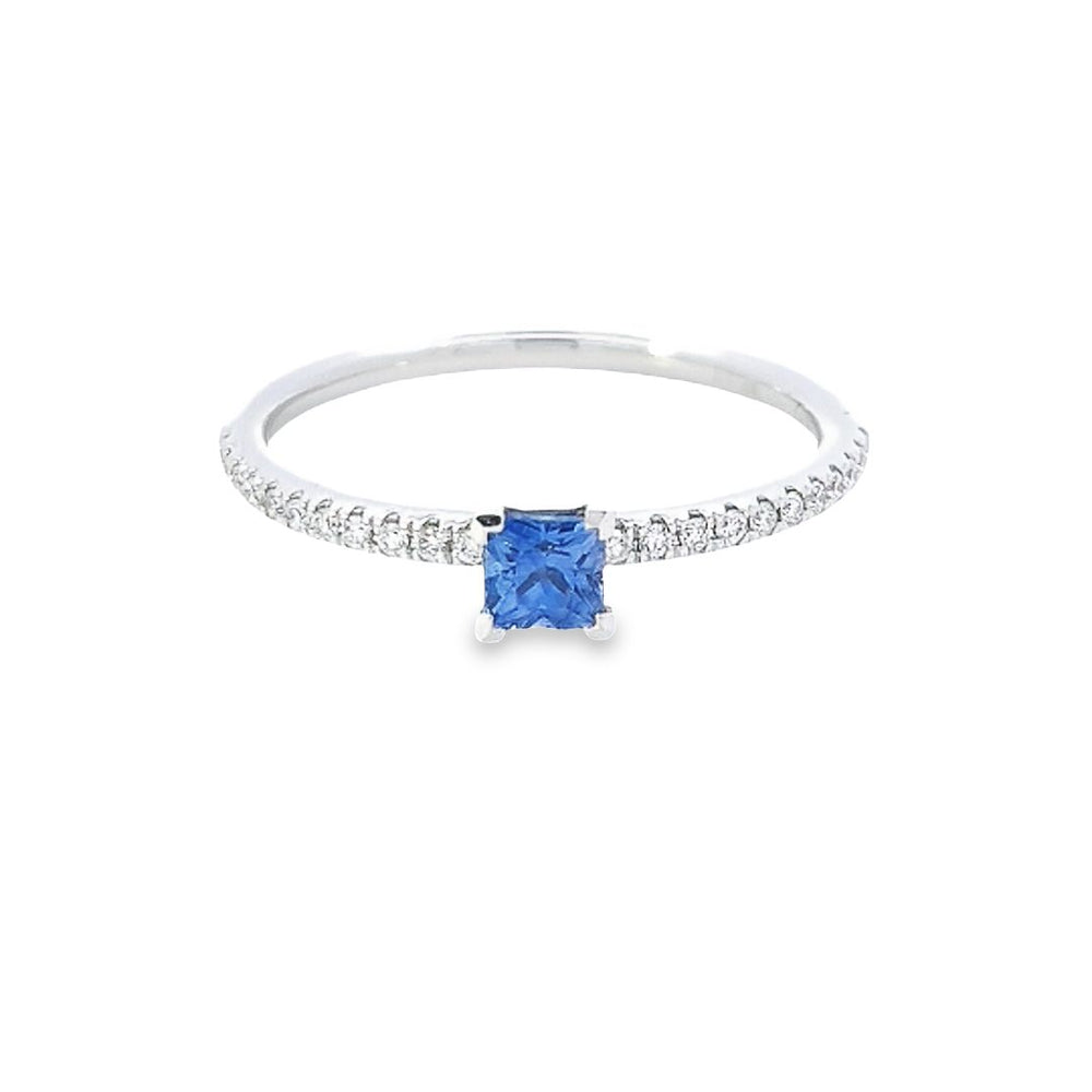 Sapphire & Diamond Shoulders Ring Set in 18ct White Gold